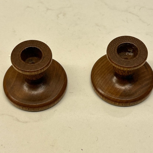 Vintage Miniature lathe-turned wooden candle holders - Picture 2 of 5